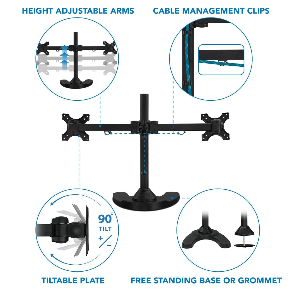 Monitor Stands - Dual Monitor Desk Stand w/ Articulating Arms - Mount-It! - MI-781