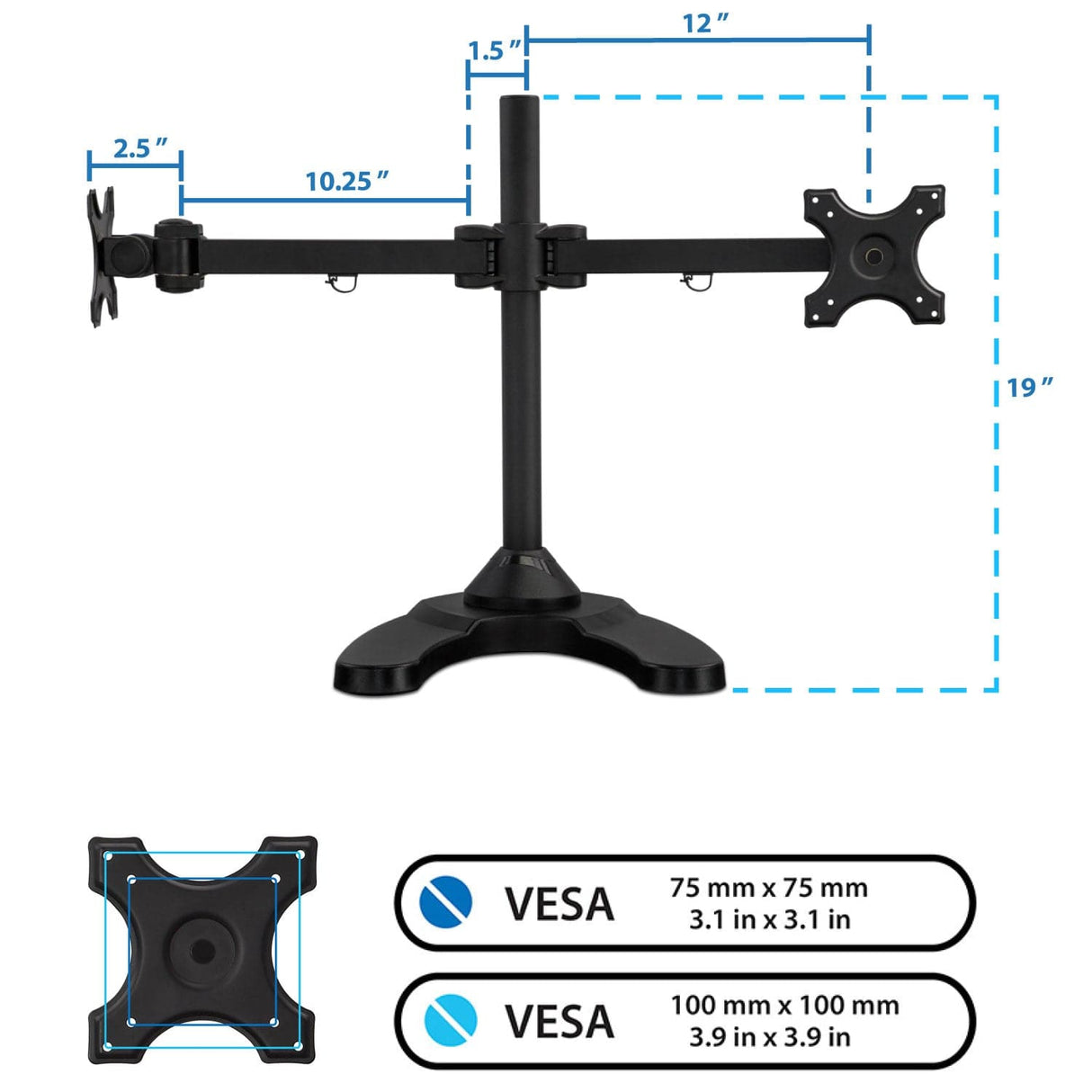 Monitor Stands - Dual Monitor Desk Stand w/ Articulating Arms - Mount-It! - MI-781