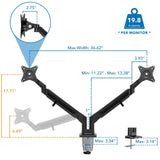 Monitor Mount - Dual Monitor Mount With Low Profile Gas Spring Arms - Mount-It! - MI-4884B