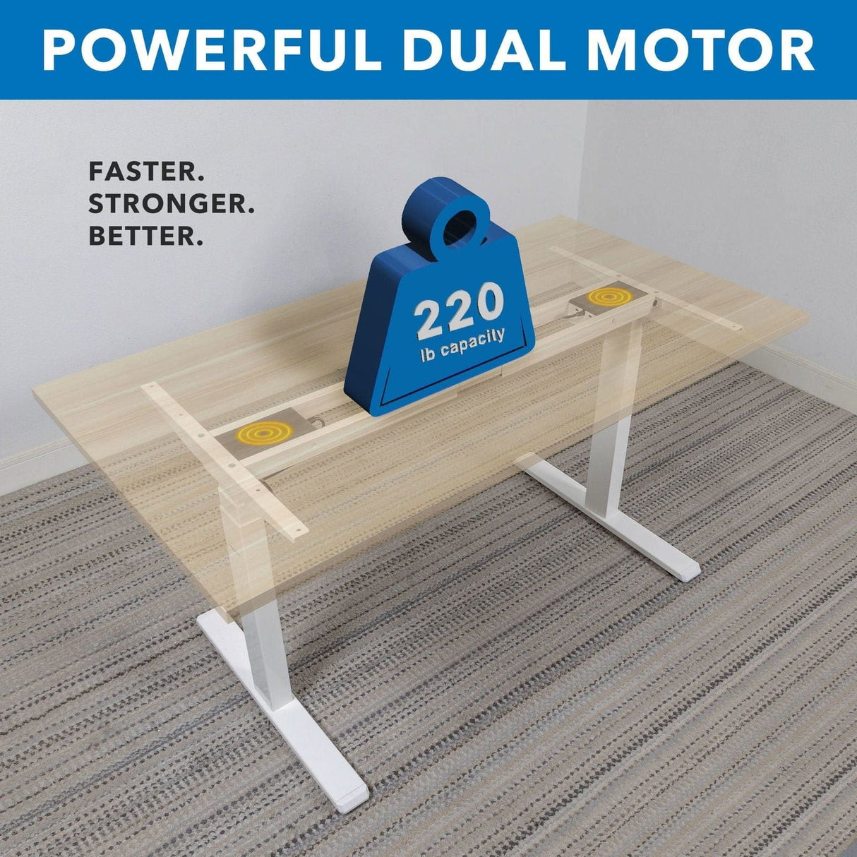 Desk Frame - Dual-Motor, 3-Stage Electric Standing Desk Frame - Mount-It! -