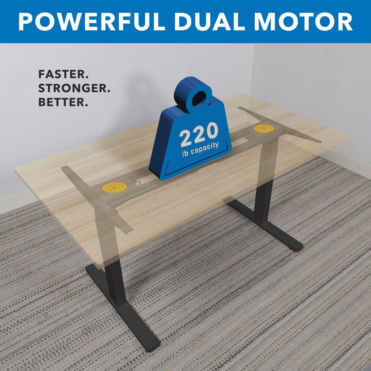 Desk Frame - Dual-Motor, 3-Stage Electric Standing Desk Frame - Mount-It! -