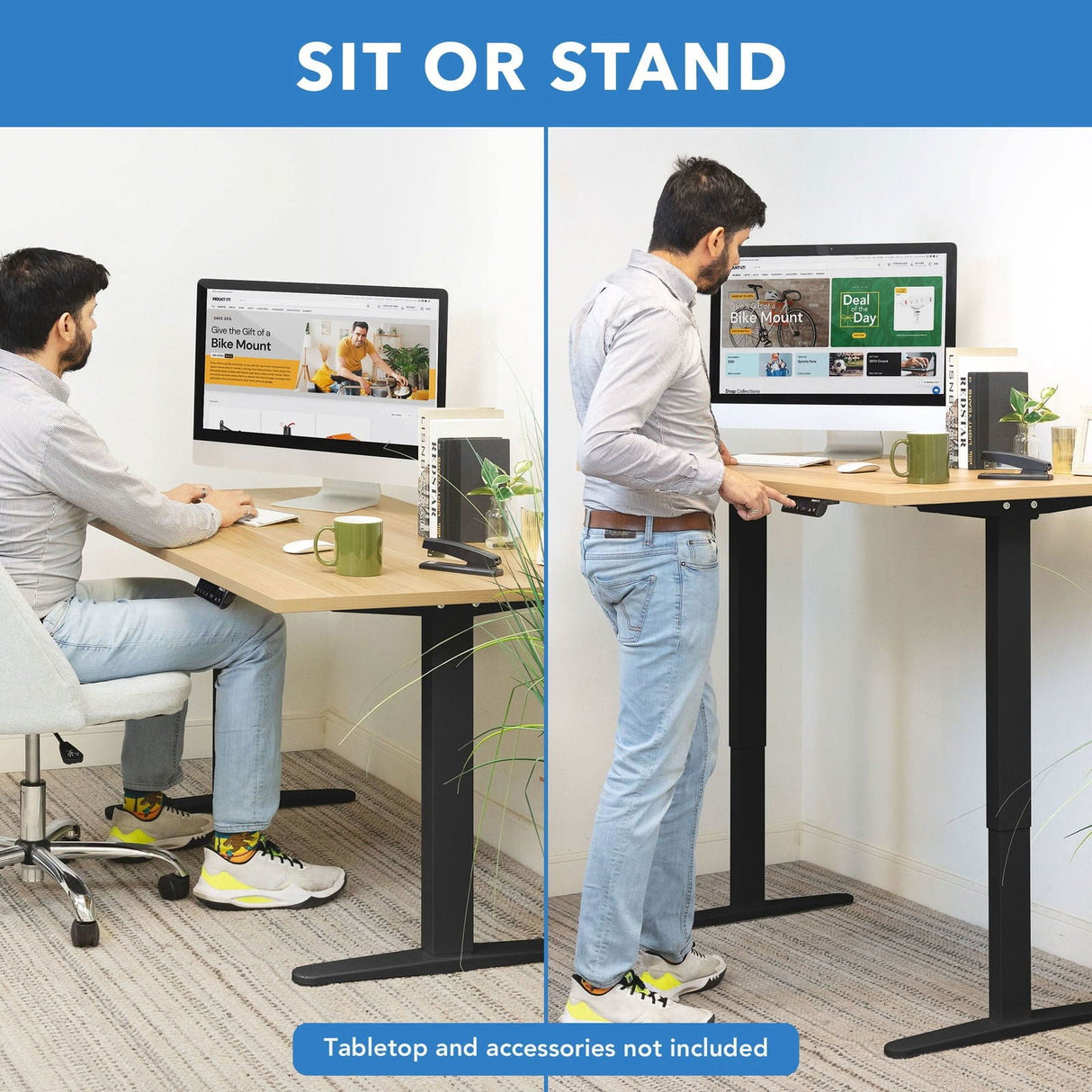 Standing Desk - Dual Motor Electric Standing Desk Base - Mount-It! -