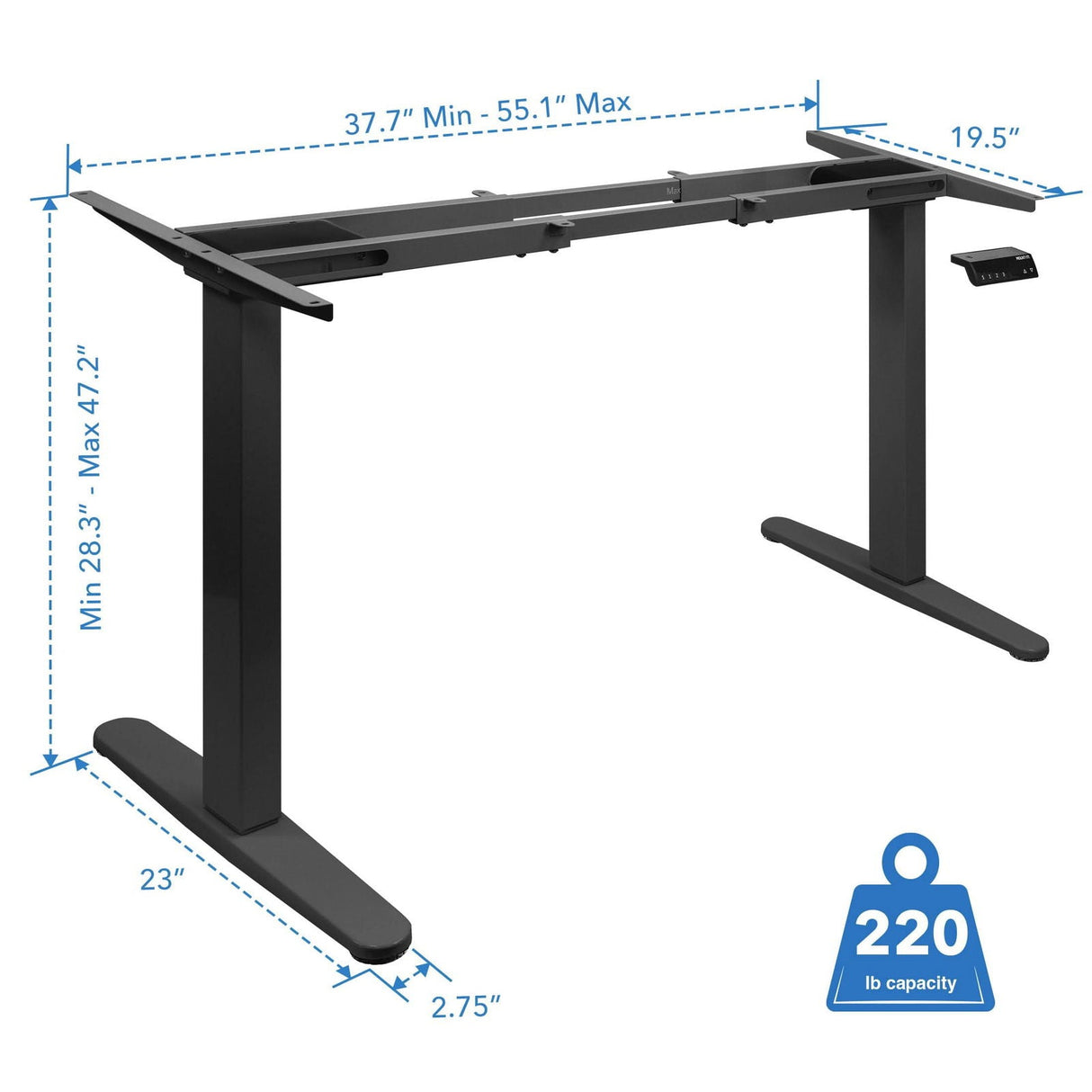 Standing Desk - Dual Motor Electric Standing Desk Base - Mount-It! -