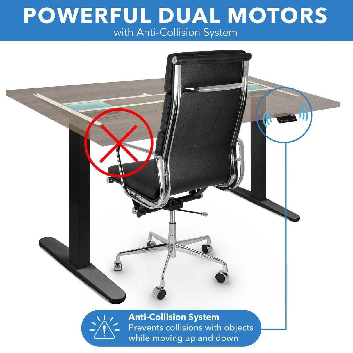 Standing Desk - Dual Motor Electric Standing Desk with 55" Tabletop - Black Base - Mount-It! -