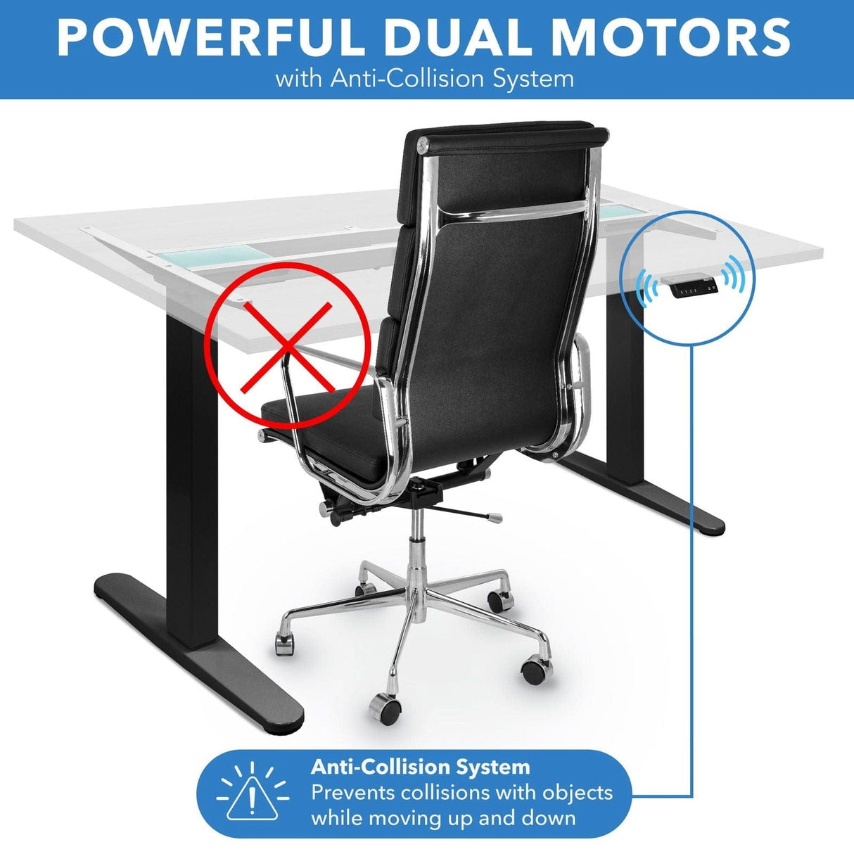 Standing Desk - Dual Motor Electric Standing Desk with 55" Tabletop - Black Base - Mount-It! -