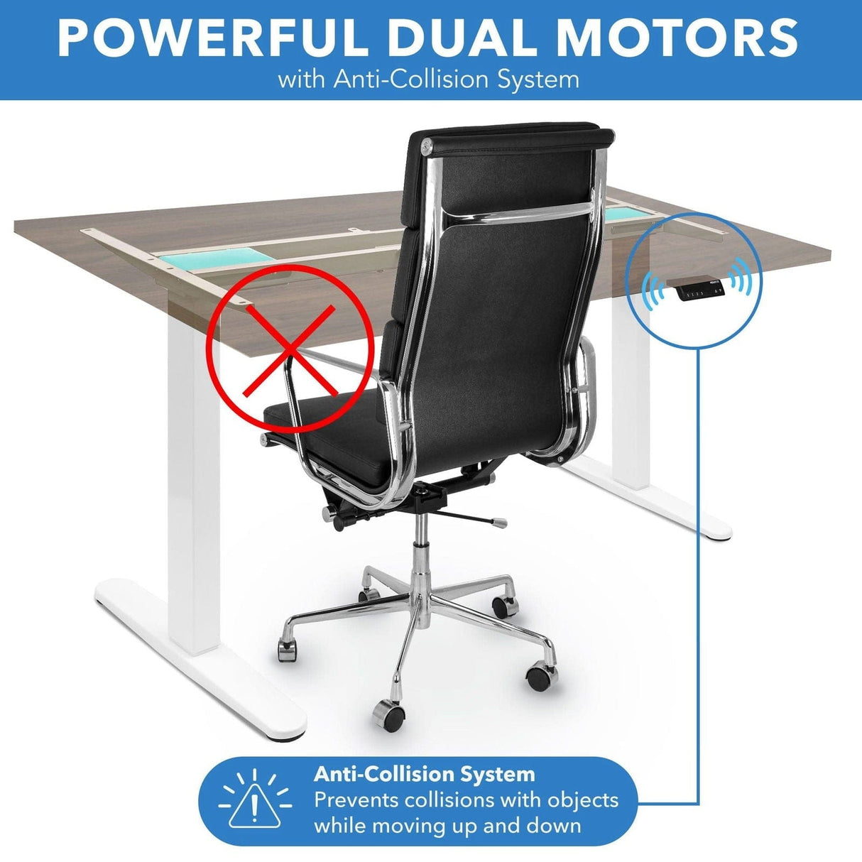 Standing Desk - Dual Motor Electric Standing Desk with 55" Tabletop - White Base - Mount-It! -