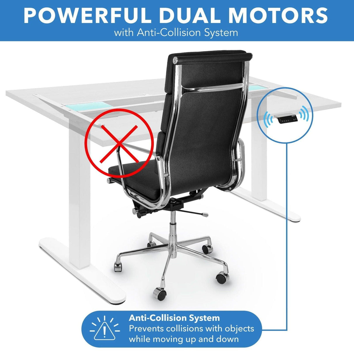 Standing Desk - Dual Motor Electric Standing Desk with 55" Tabletop - White Base - Mount-It! -