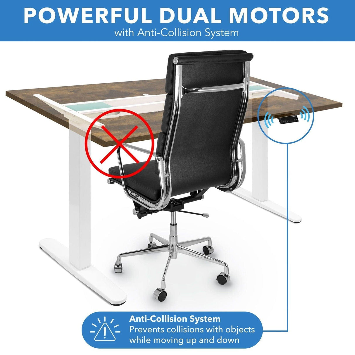 Standing Desk - Dual Motor Electric Standing Desk with 55" Tabletop - White Base - Mount-It! -