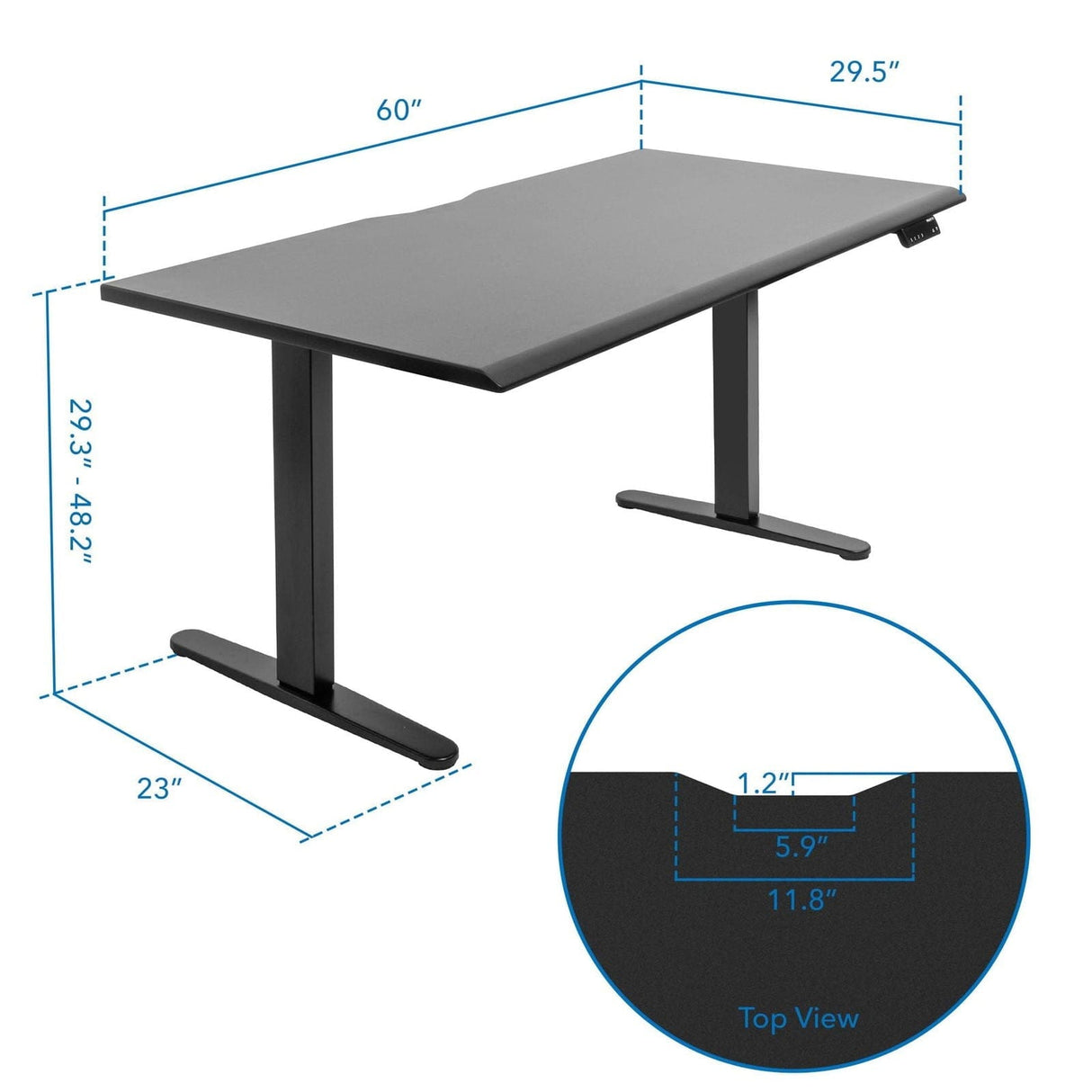 Standing Desk - Dual Motor Electric Standing Desk with 60" Tabletop - Black Base - Mount-It! -