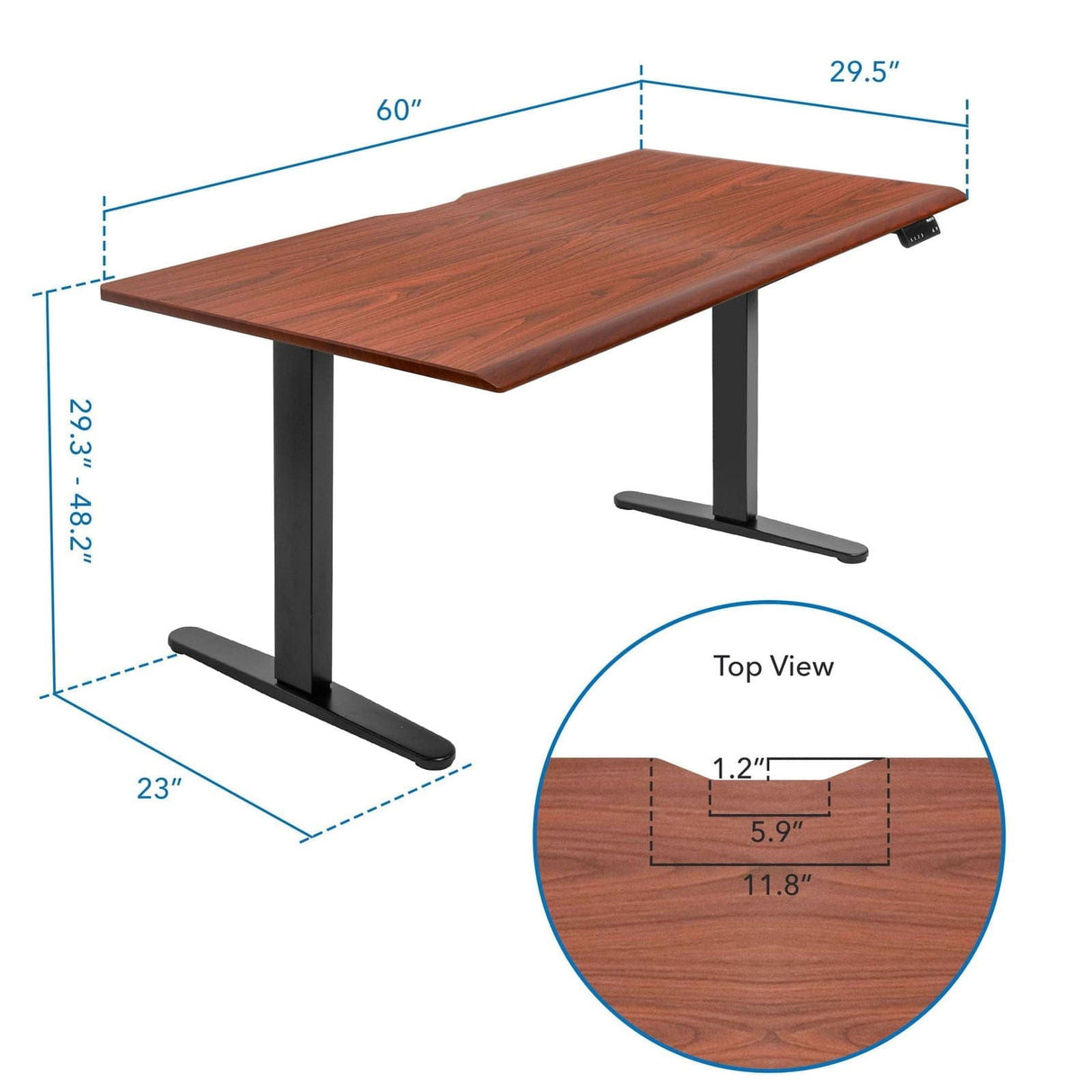 Standing Desk - Dual Motor Electric Standing Desk with 60" Tabletop - Black Base - Mount-It! -