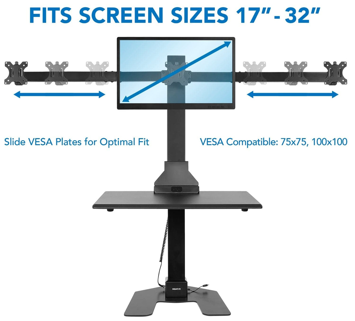 Desk Converters - Electric Standing Desk Converter for 3 Monitors - Mount-It! -