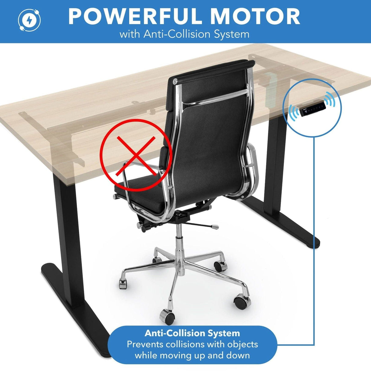 Standing Desk - Electric Standing Desk with 55" Tabletop - Black Base - Mount-It! -