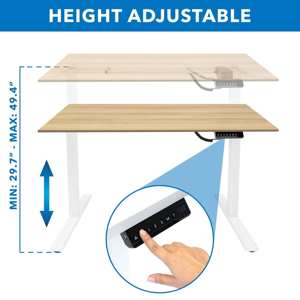 Standing Desk - Electric Standing Desk with 55" Tabletop - White Base - Mount-It! -