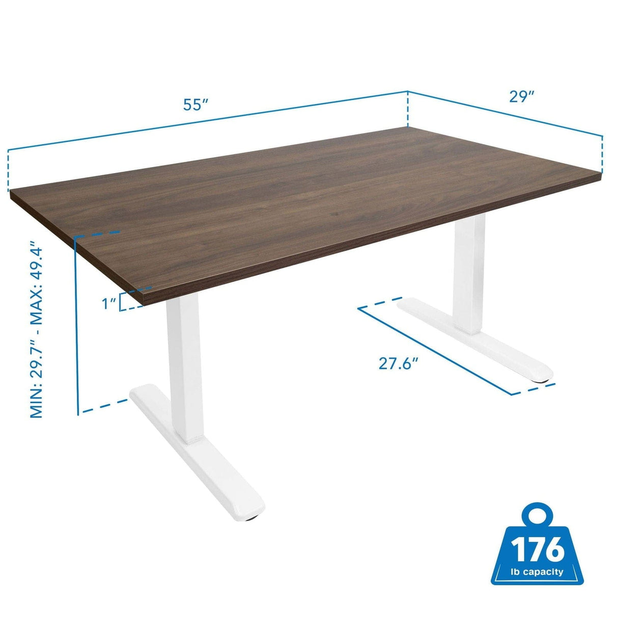 Standing Desk - Electric Standing Desk with 55" Tabletop - White Base - Mount-It! -