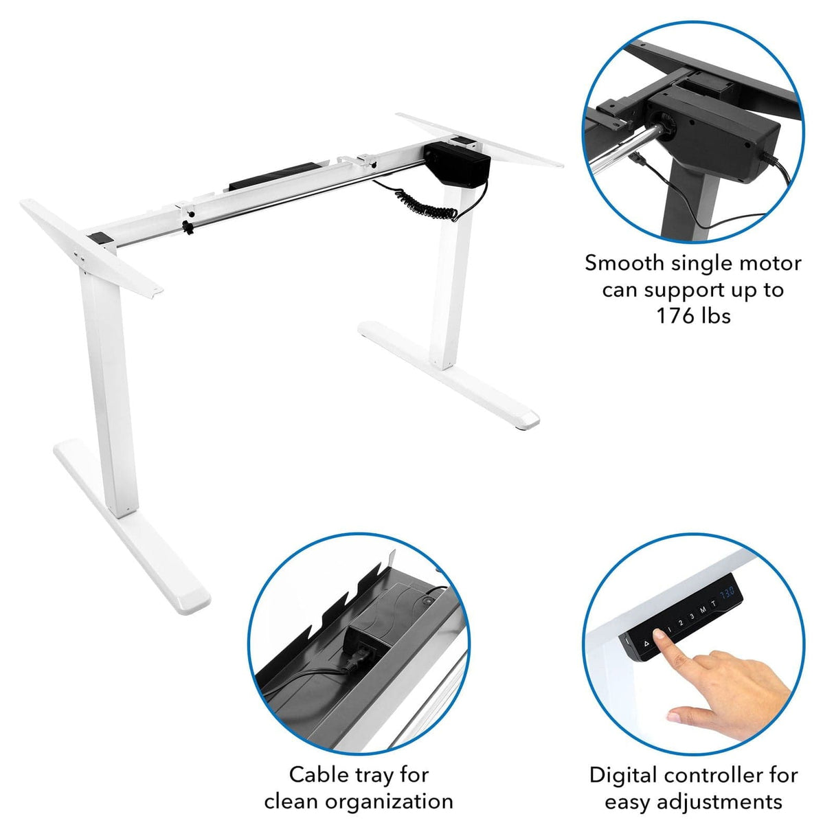 Standing Desk - Electric Standing Desk with 55" Tabletop - White Base - Mount-It! -