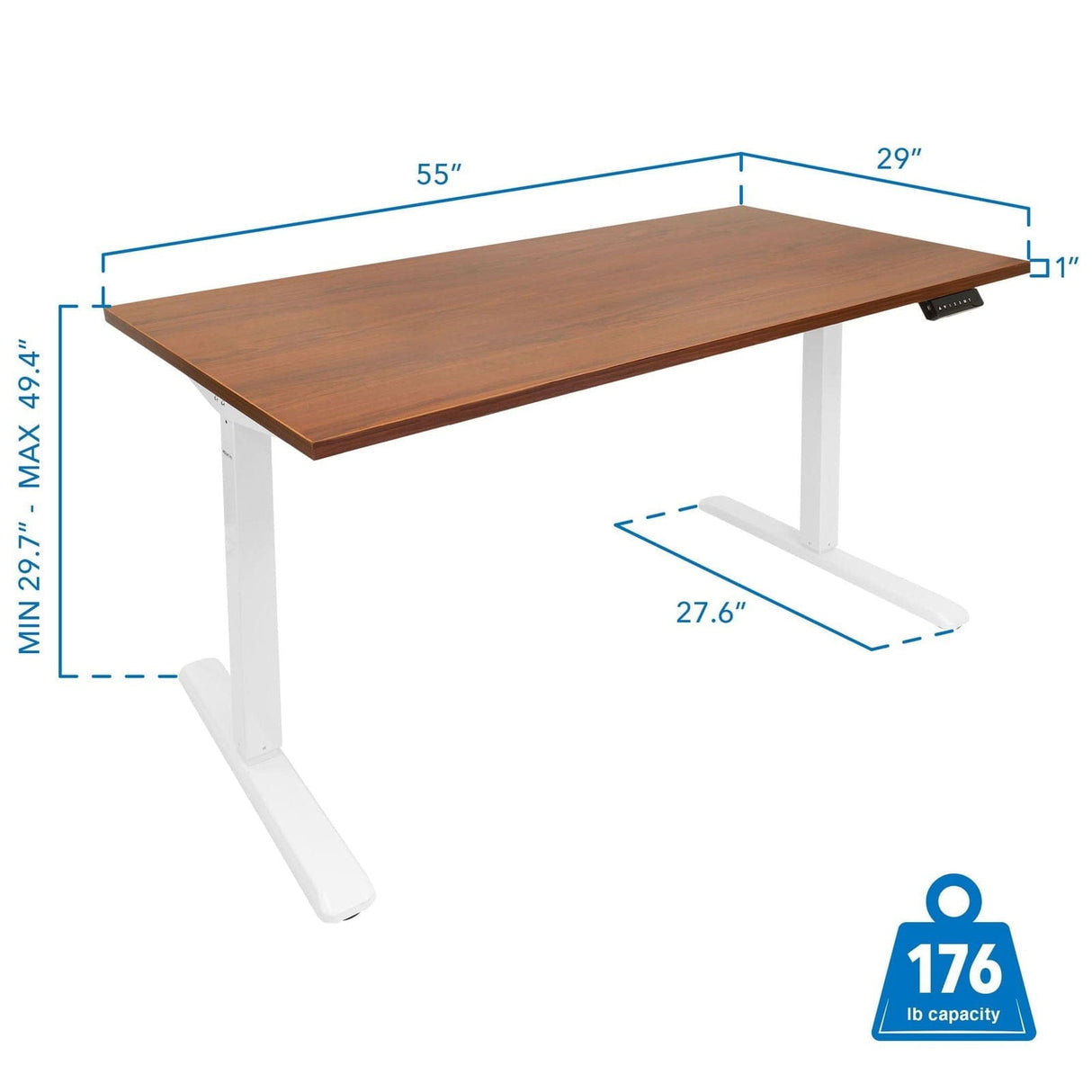 Standing Desk - Electric Standing Desk with 55" Tabletop - White Base - Mount-It! -