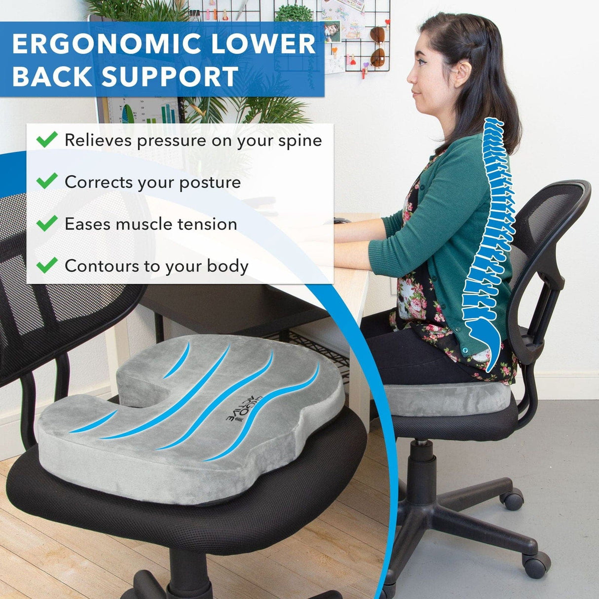 Cushion - ErgoActive Cooling Gel Seat Cushion - Mount-It! - MI-1201