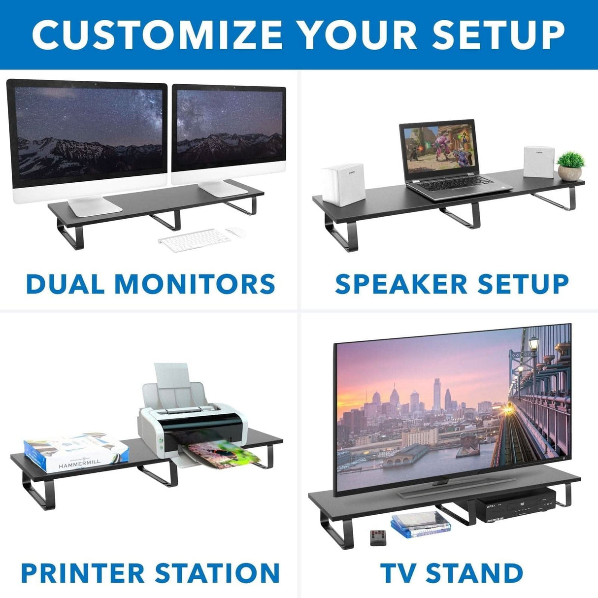 Mount-It! Extra Wide Dual Monitor Riser | holds up to 44 lbs | MI-7267