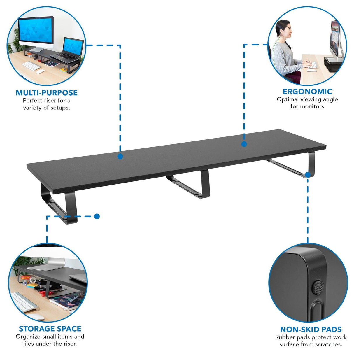 Monitor Risers - Extra Wide Dual Monitor Riser - Mount-It! - MI-7267