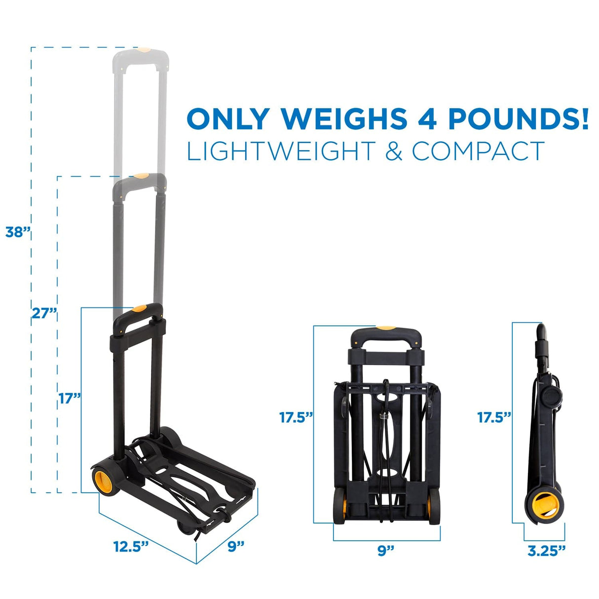 Hand Truck - Folding Luggage Cart and Dolly - Mount-It! - MI-912