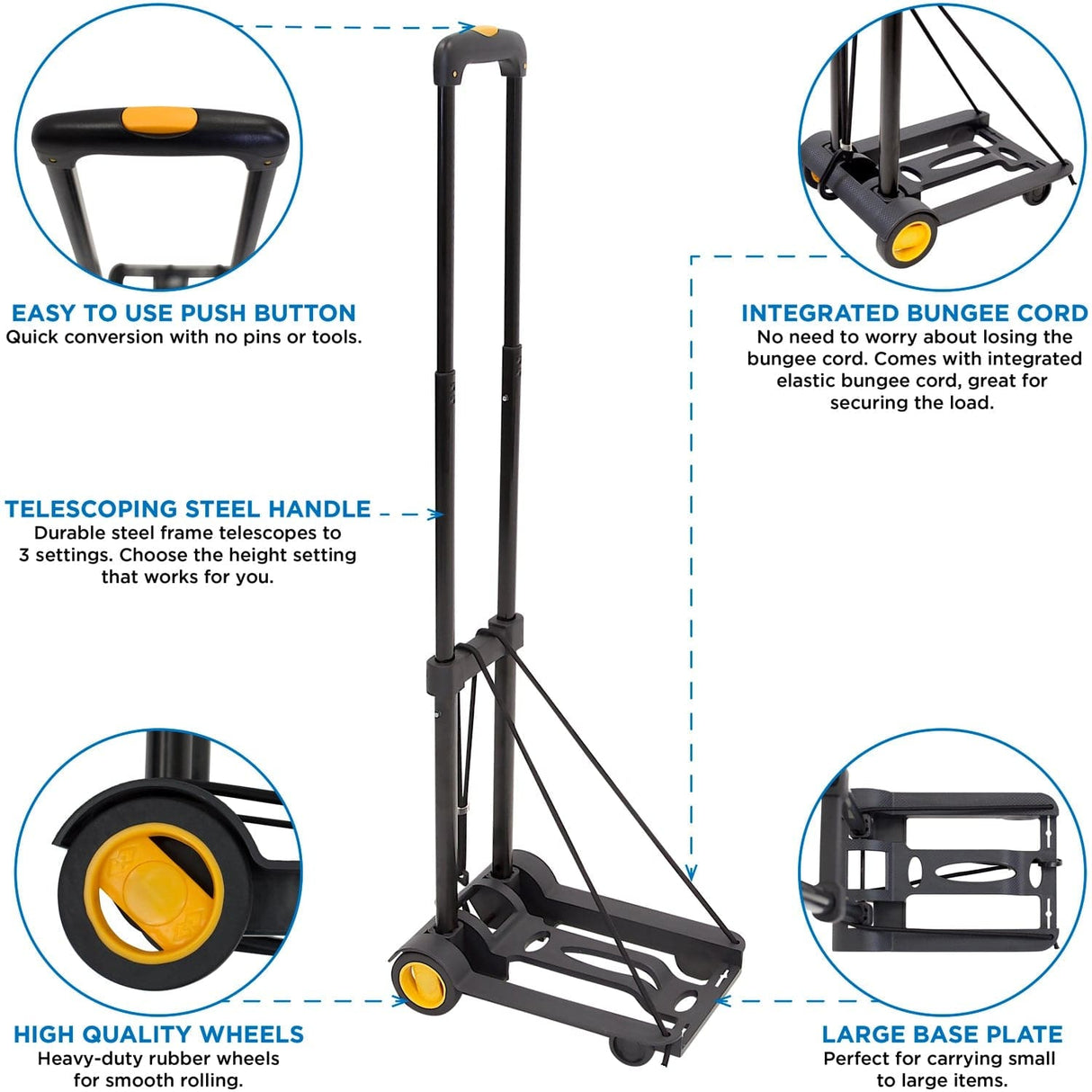 Hand Truck - Folding Luggage Cart and Dolly - Mount-It! - MI-912