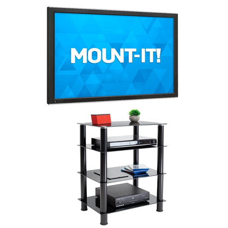 Component Shelves - Four-Tiered Glass A/V Media Stand - Mount-It! - MI-8670