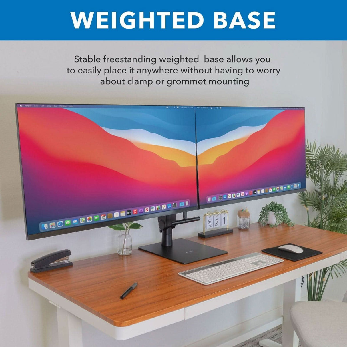 Freestanding Dual Monitor Arm With Height Adjustment - Mount-It! – MI ...