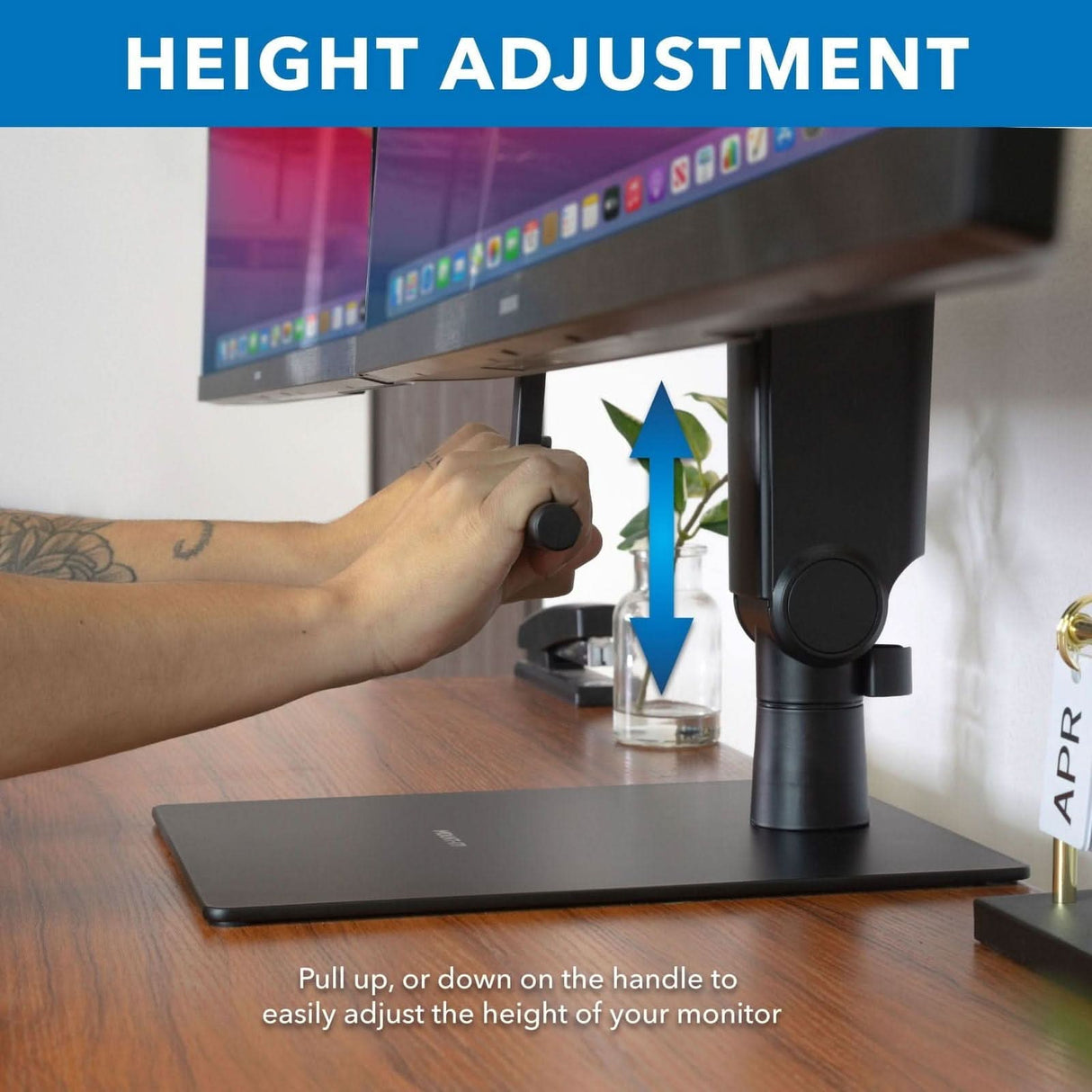 Freestanding Dual Monitor Arm With Height Adjustment - Mount-It! – MI ...