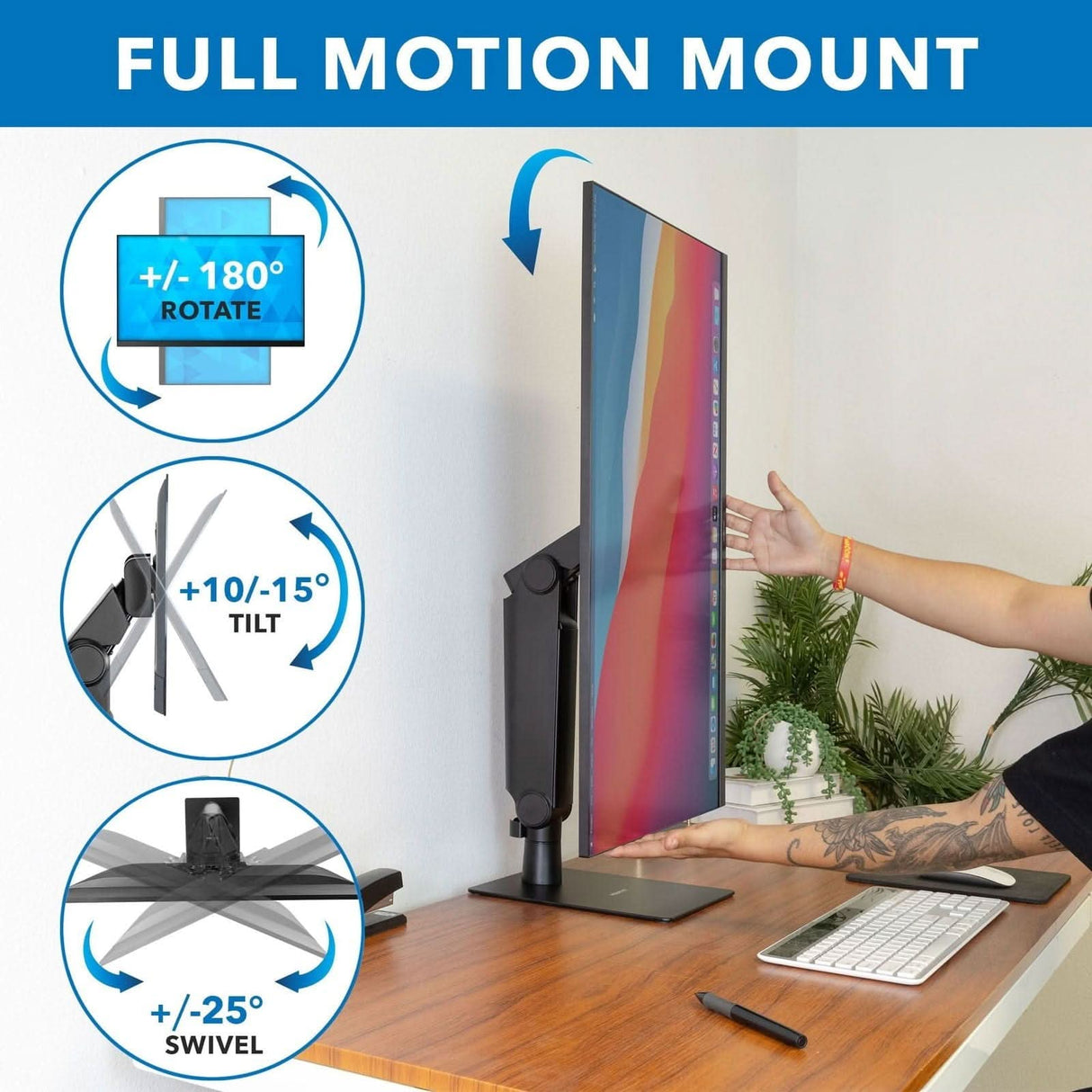 Freestanding Monitor Arm With Height Adjustment - Mount-It!
