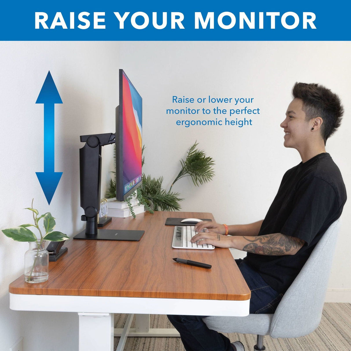 Monitor Stands - Freestanding Monitor Arm With Height Adjustment - Mount-It! - MI-2757