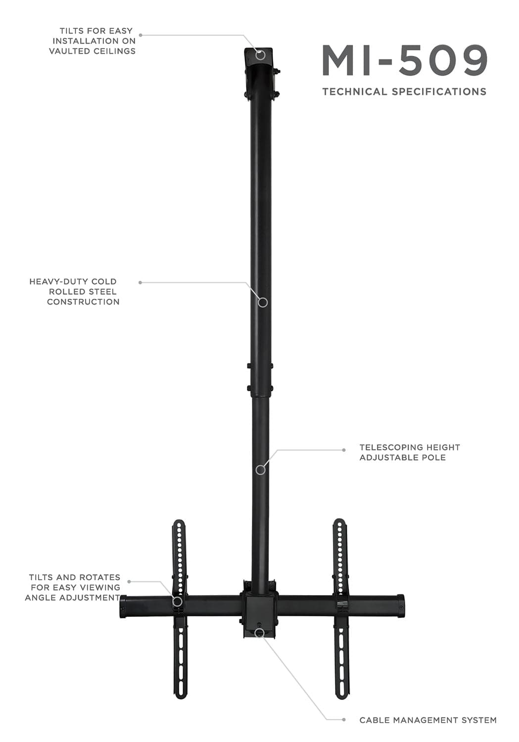 TV Mount - Full Motion Ceiling TV Mount with Long Extension - Mount-It! -