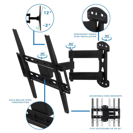 TV Mount - Full Motion Corner TV Wall Mount - Mount-It! - MI-4471