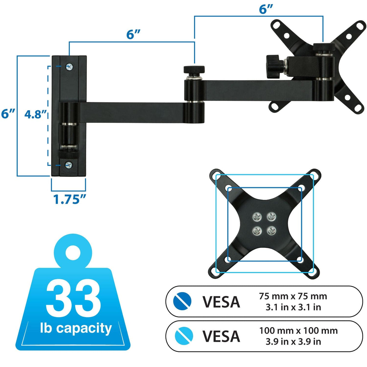 TV Mount - Full Motion Display Wall Mount - Mount-It! - MI-404