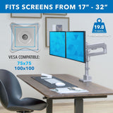 Monitor Mount - Full Motion Dual Monitor Desk Mount, Height Adjustable with Gas Spring Arms - Mount-It! - MI-6772