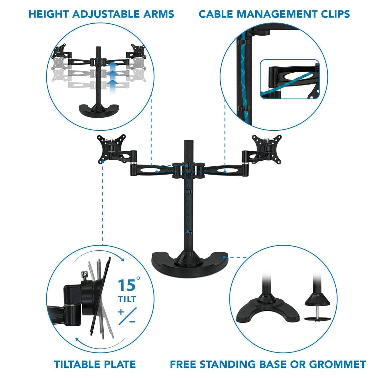 Monitor Stands - Full Motion Dual Monitor Desk Stand - Mount-It! - MI-792