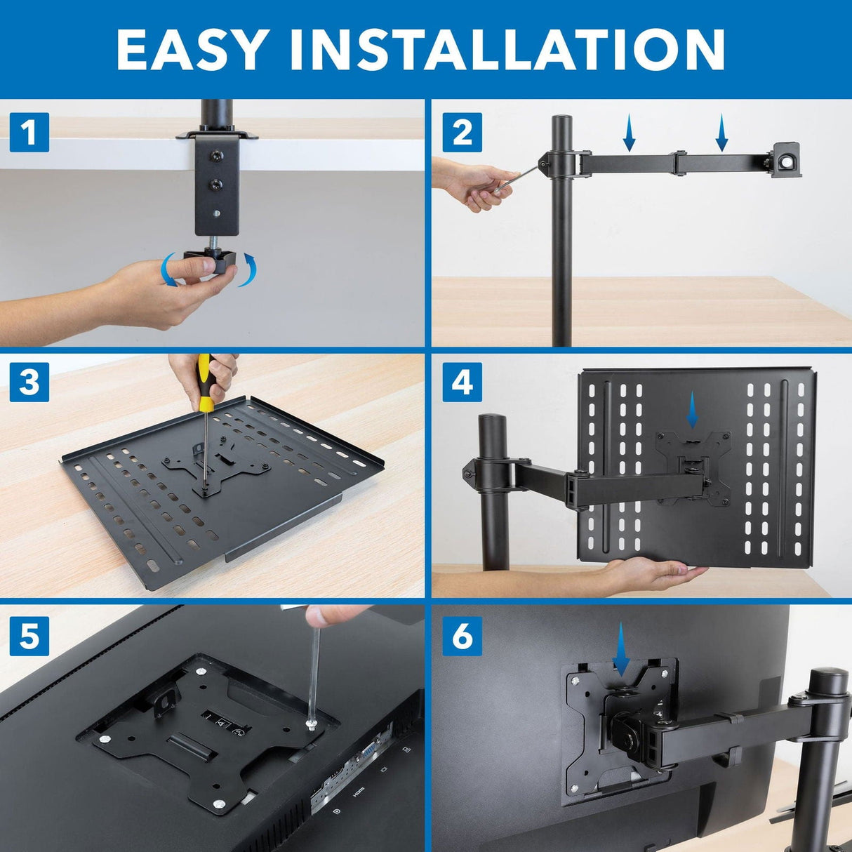 Laptop Mount - Full Motion Laptop and Monitor Desk Mount with Cooling Tray - Mount-It! - MI-7352LTMN