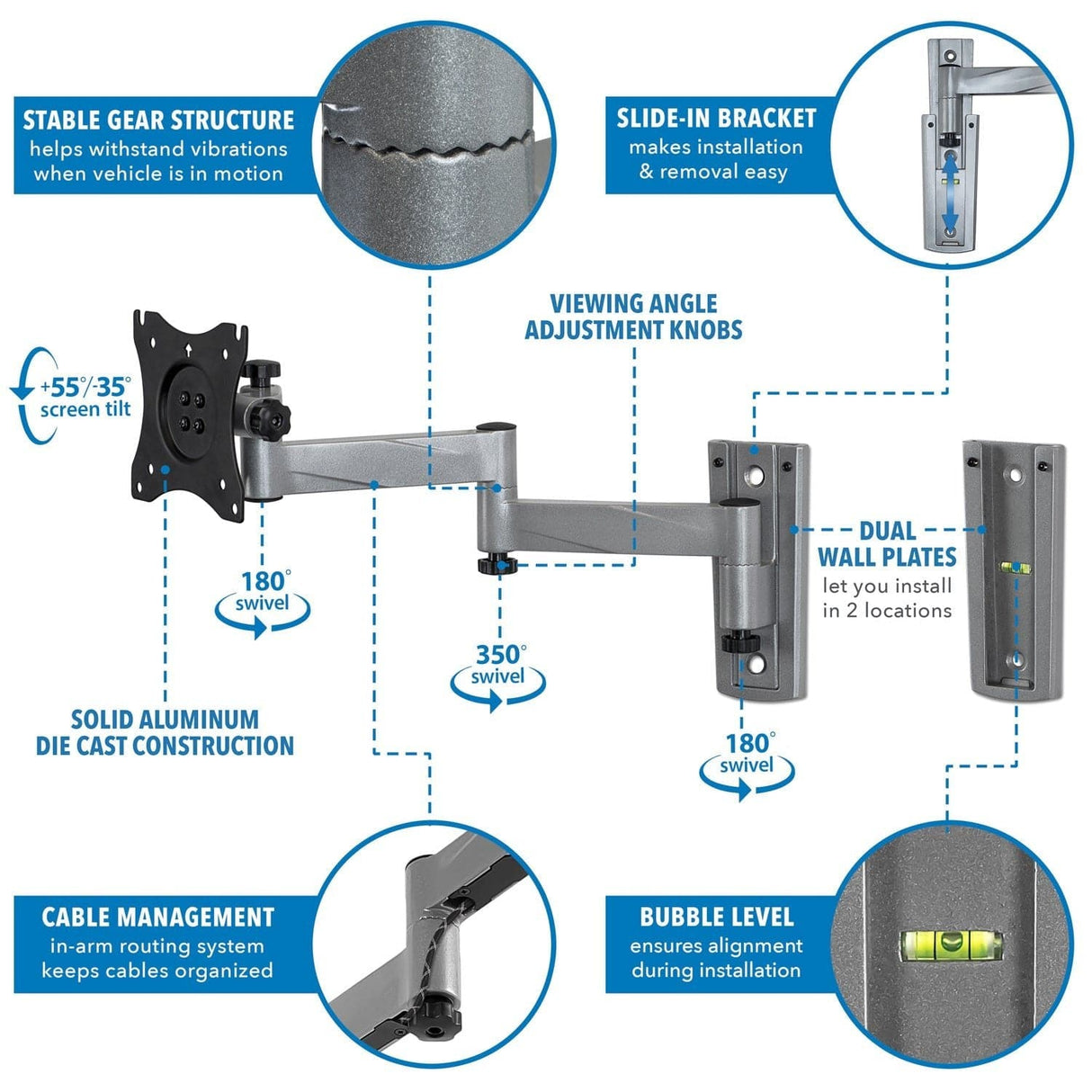 TV Mount - Full Motion Lockable RV and Trailer TV Mount - Mount-It! - MI-429