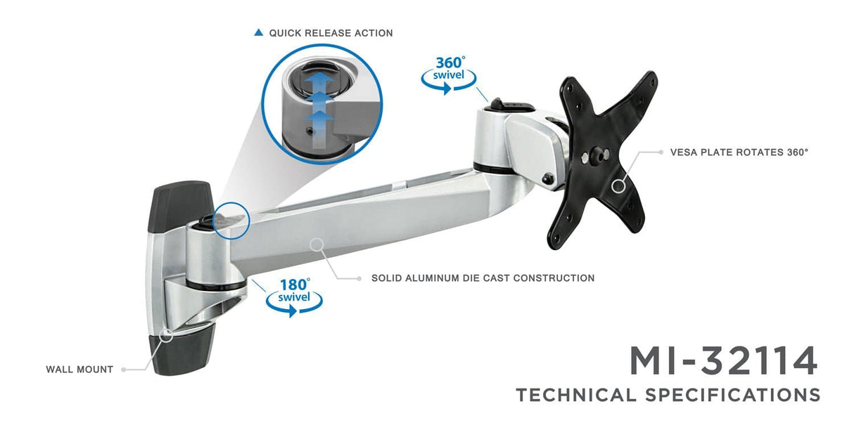 Monitor Mount - Full Motion Monitor Wall Mount - Mount-It! -