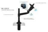 Monitor Mount - Full Motion Single Monitor Arm - Mount-It! - MI-33111B