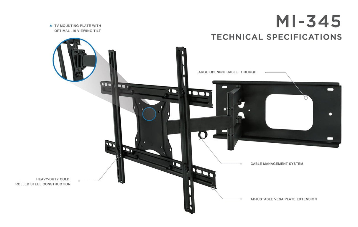 TV Mount - Full Motion TV Wall Mount - Mount-It! - MI-345