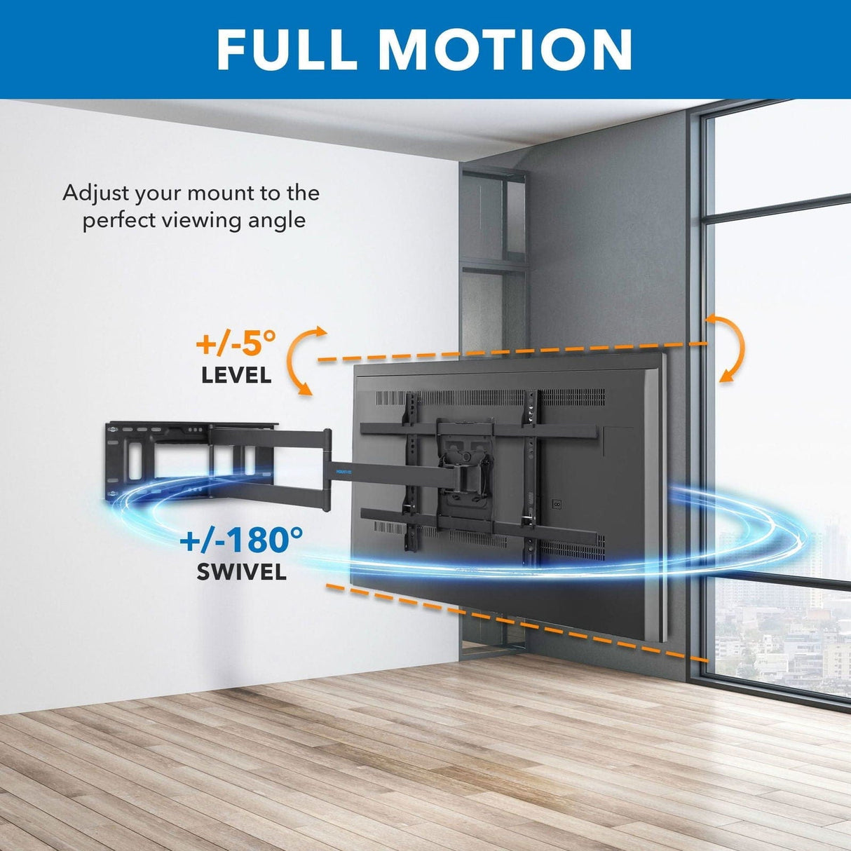 TV Mount - Full Motion TV Wall Mount with Extra Long Extension - Mount-It! - MI-397