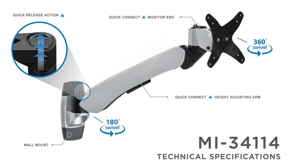 Monitor Mount - Fully Adjustable Monitor Wall Mount - Mount-It! -