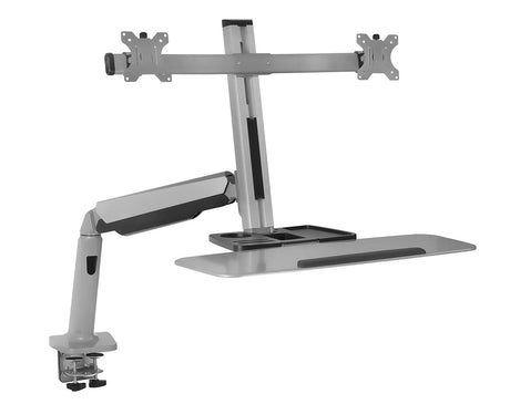 Grey Desk Converters - Dual Monitor Stand Up Workstation - Mount-It! - MI-7904