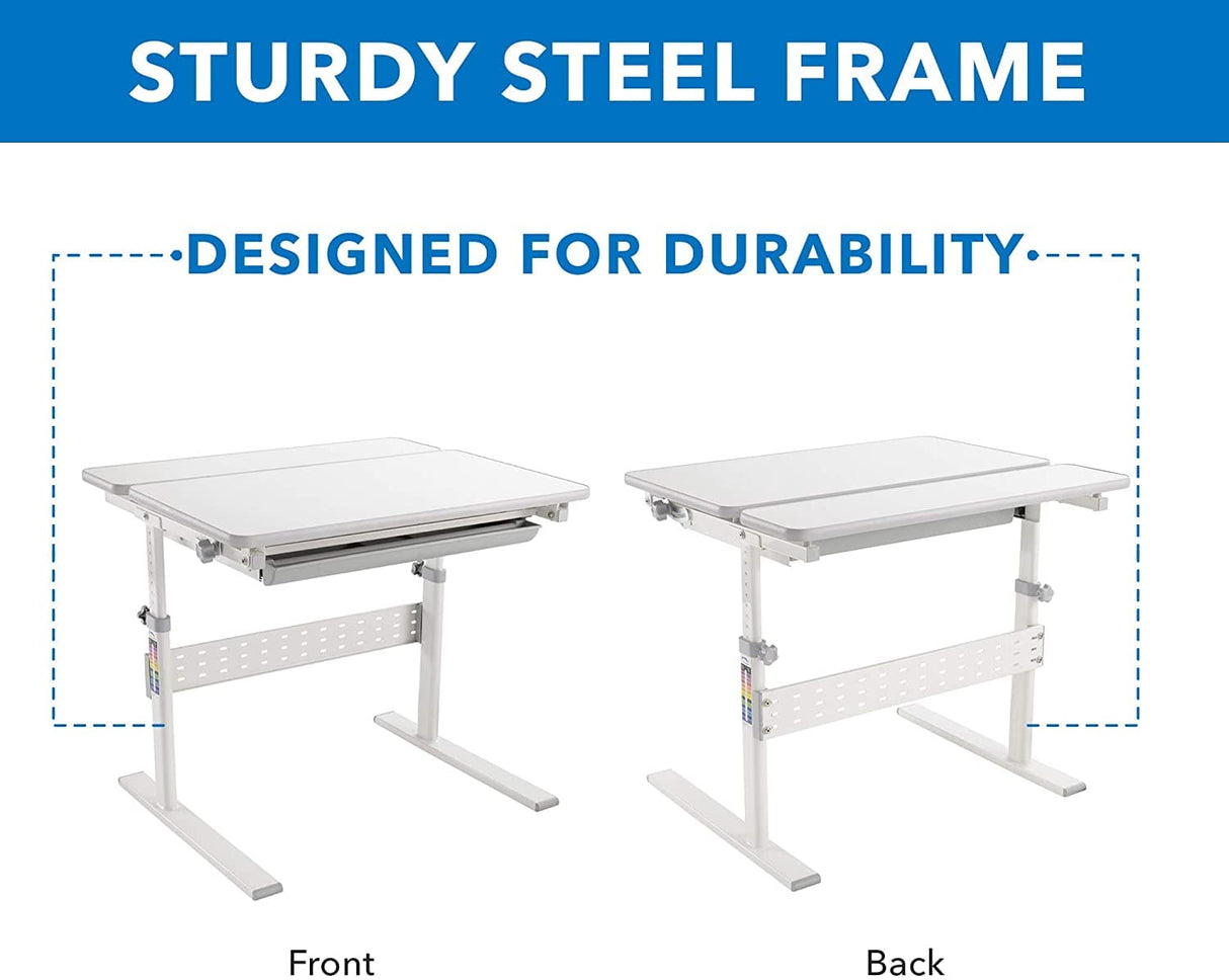 Grey Children's Desks - Height Adjustable Kid's Desk for Children K-12 - Mount-It! - MI-10204