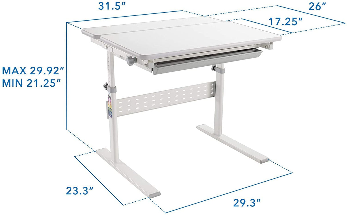 Grey Children's Desks - Height Adjustable Kid's Desk for Children K-12 - Mount-It! - MI-10204