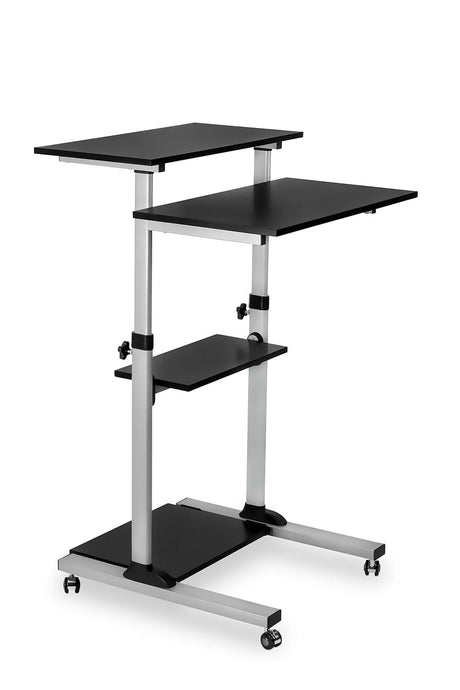 Grey Mobile Standing Desk - Height Adjustable Rolling Stand up Desk - Mount-It! - MI-7940