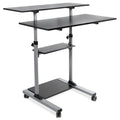 Grey Mobile Standing Desk - Height Adjustable Rolling Stand up Desk - Mount-It! - MI-7970