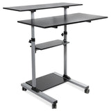 Grey Mobile Standing Desk - Height Adjustable Rolling Stand up Desk - Mount-It! - MI-7970