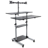 Grey Mobile Standing Desk - Height Adjustable Rolling Stand up Desk - Mount-It! - MI-7972