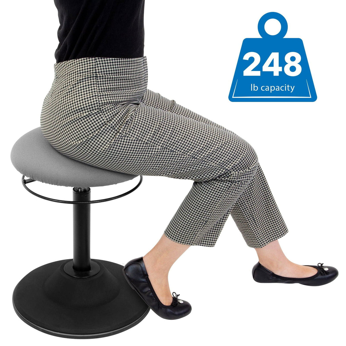 Grey Desk Accessories - Height Adjustable Standing Desk Stool - Mount-It! - MI-932